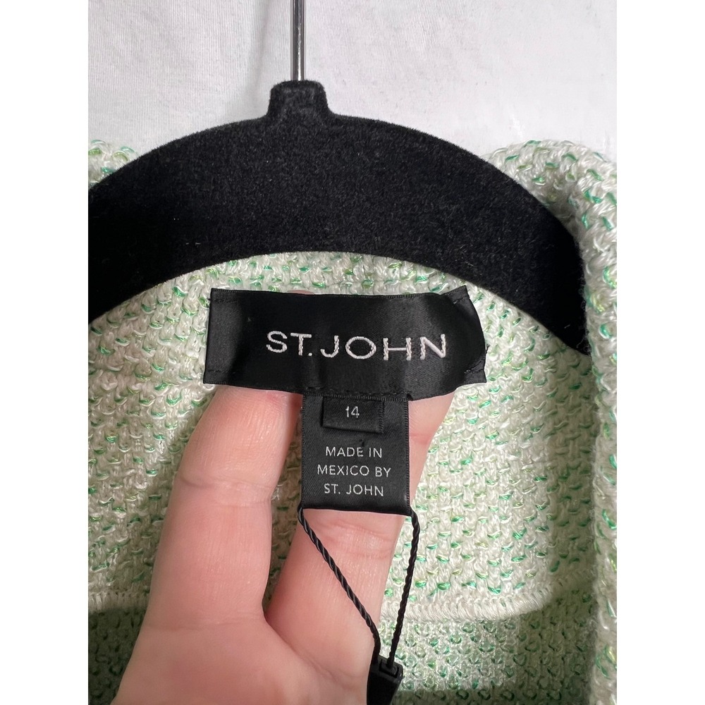 NWT St. John Skirt Suit Women's 14‎ Sage Green Tweed Knit Blazer $2390 Luxury - Picture 12 of 16